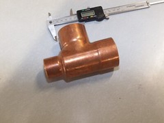 2 in x 2 in x 1-1/4 Reducing Tee, Copper Sweat Fitting