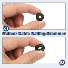 PATIKIL 100pcs Cable Railing Rubber Grommets for 1/8″ 5/32″ Cables, 1, Black