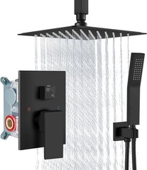 Ceiling Mount Rain Shower Head & Handheld Spray with Robust Valve & Trim Kit –