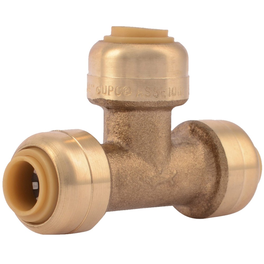 SharkBite 1/4 Inch (3/8 OD) Tee, Push to in. x 3/8 in., Brass
