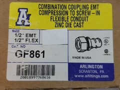 (5) Arlington GF861 1/2-Inch EMT Screw-In Combination Coupling