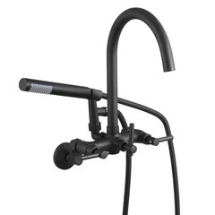 Wall – Mounted Clawfoot Tub Faucet with Handheld Shower, Matte Black, Adjustable