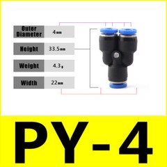 Nylon Y Type 3 Way Pneumatic Push Fit Connector Hydraulic Push Fit Air 4mm~16mm