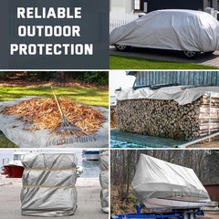 Kesfitt 12 Mil Heavy Duty Waterproof Tarp with Metal Grommets, 10×20 ft, Silv…
