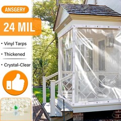 Clear Heavy Duty Tarp,Clear Vinyl Tarp with Grommets 8x12FT,24Mil Thick Water…