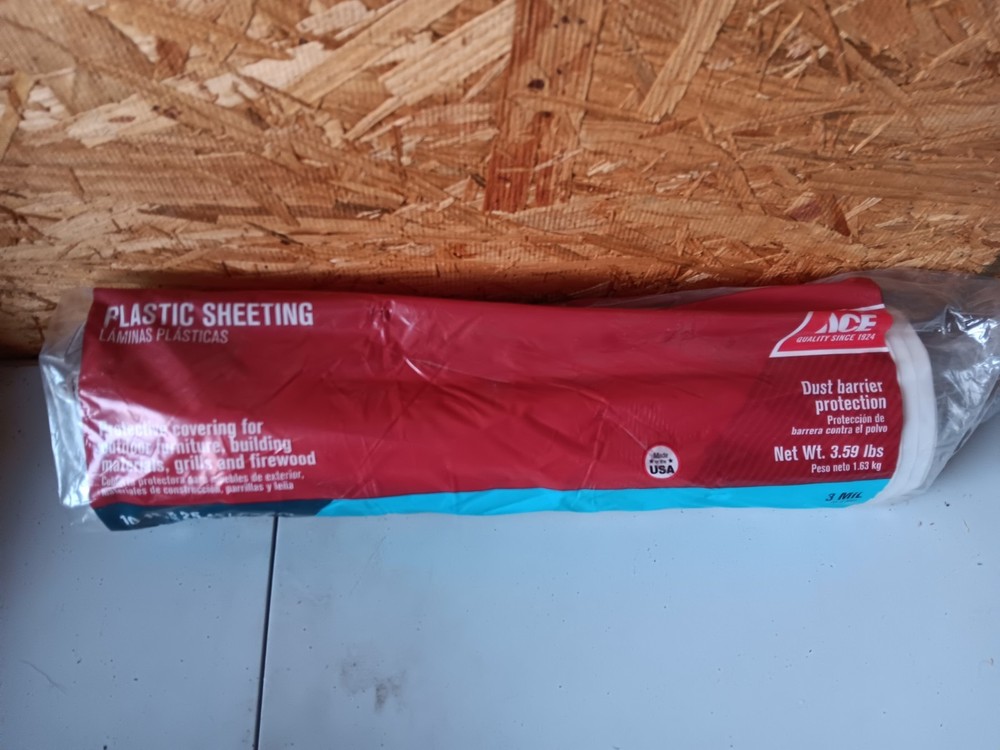 Ace Plastic Sheeting Polyethylene Clear 3 mil x 10 Ft. W x 25 Ft. L.