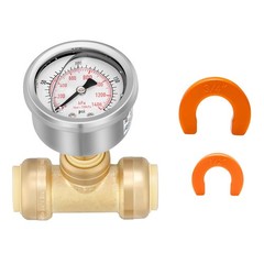 Measureman Push To Connect Pressure Gauge 0-200Psi Stainless Steel Vibration