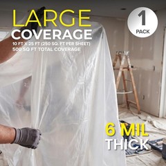 Heavy Duty 6 Mil UV Protection Plastic Sheeting 10′ x 25′ for Various Projects