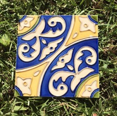 Hand Painted Ceramic 6″ Square Tile Accent Tile Decorative