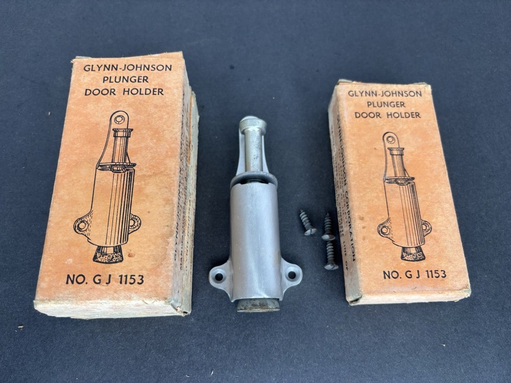 Lot of 3 Vintage Glynn-Johnson Plunger Door Holder Stop No. GJ 1153 Aluminum NOS