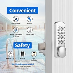 MUTEX Combination Door Lock MX250 Mechanical Keyless Surface Mount Deadbolt -…