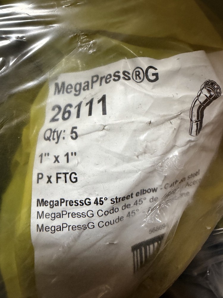 Viega MegaPressG 26111 1″ x 1″ P x FTG 45° Street Elbow Qty 5