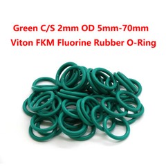 Green C/S 2mm OD 5mm-70mm Viton FKM Fluorine Rubber O-Ring Oil Seals Washer