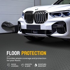 TUFFIOM 7.5 x 17 FT Garage Floor Mat, Thickened Diamond Plate PVC Garage Mats…