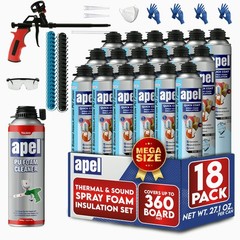 apel Spray Foam Insulation Kit (18 x 32.80 oz./360 Bd ft) Heat and Acoustic Insu