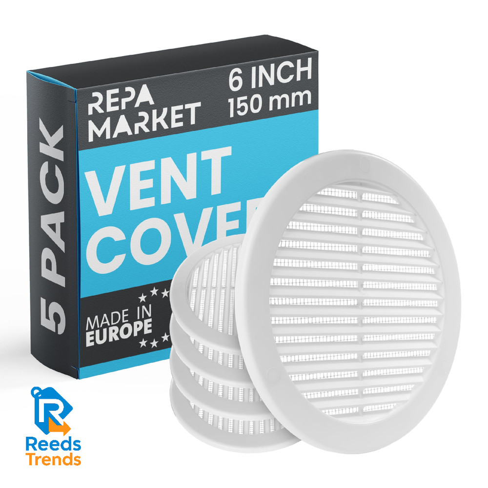 Repa Market 6 Inch Opening White Round Air Vent Cover – Pack Of 5 Plastic Fresh