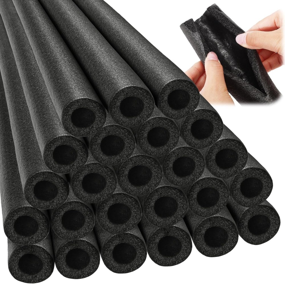 24 Pcs 3.3 ft Foam Pipe Insulation 1 Inch Black Pre-Slit