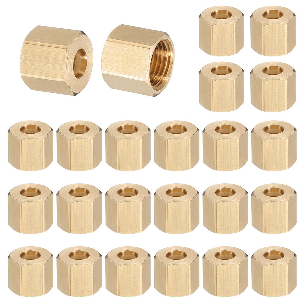 1/4″ Brass Compression Nut, 25Pcs Brass Compression Fitting Plumbing System