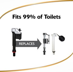 Korky QuietFILL Platinum Toilet Fill Universal to Fit 99% of Toilets, Black