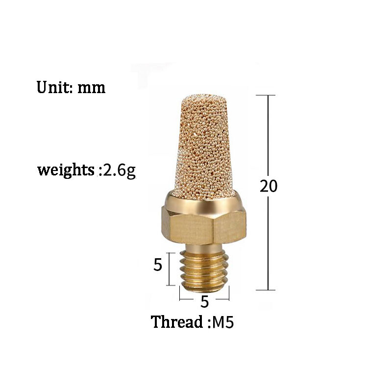 Pneumatic Brass Silencer Exhaust Muffler Filter Silencer Air Line Fitting M5-3/4