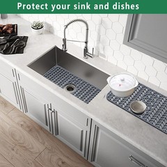 GUUKIN Sink Protectors for Kitchen 24″x 12.5″ 3 Reserved Holes, Gray