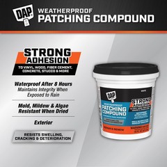 DAP Weatherproof Patching Compound, White, 16 Oz (7079818740) 16 fl oz, White