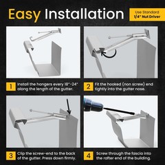 Bulder Quick-Screw 5″ Gutter Hangers – Heavy Duty Hidden 5 Inch 50 Pack