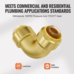 Pipe Fittings, 1/ 2″ 12PCS Brass Pipe Fittings, Elbow Push – Fit Pipe Connector