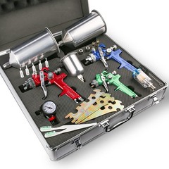 ETOSHA HVLP Spray Gun Set 3pcs, Auto Paint Standard Kit, Blue,Green,Red