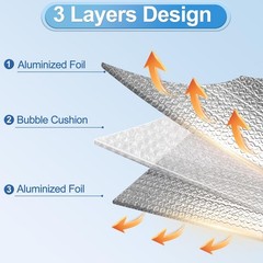 Tolanbbt Reflective Insulation Roll 36In X 20Ft Double Bubble Wrap Insulation