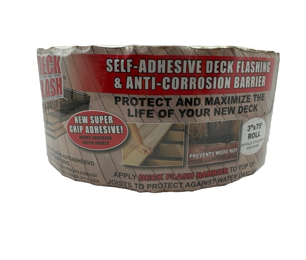 3X Deck Flash Membrane Self Adhesive Deck White 3in H x 75ft L x 3in W Deck