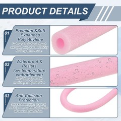 4pcs 1/3″ ID 3.3FT Pipe Insulation Foam Tube 0.63″ OD Tubing Cover Pink