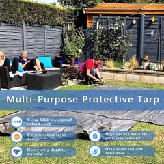20 Mil Black Waterproof Tarp 6.5×7ft Heavy Duty Canvas Cover for Outdoor Al