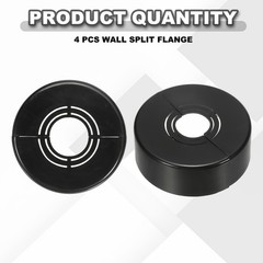4pcs Wall Split Flange 0.98″ Plastic Round Split Flange Pipe Cover, Black