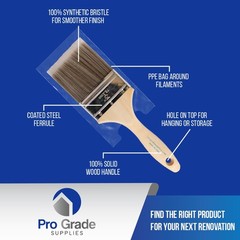 Pro Grade – Paint Brushes – 2Ea 3″ Flat Brushes