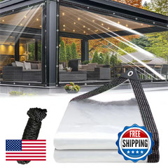 Clear Tarp Heavy Duty Waterproof 8x10ft, 14mil Clear Plastic Sheeting with Gromm
