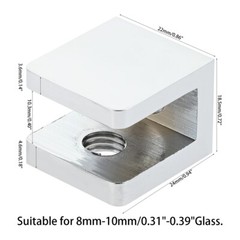 4Pcs Glass Clamps Chrome Solid Brass 24x22x18.5mm F Indoor Outdoor Glass Shelves