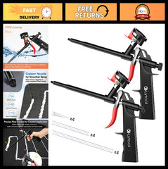 2-Pack Foam Gun Kit – PTFE-Coated Applicator with Extension Tubes & Brushes, All