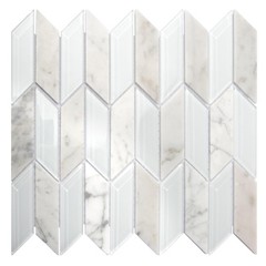 Art3D 11X12 Inch White Marble Glass Mosaic Tile Mesh-Mounted 4 Sq.Ft/Box For