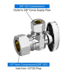 Stop Valves, 2 Pack 1/2″ × 3/8″ Angle 2 Nominal Valve, Silver