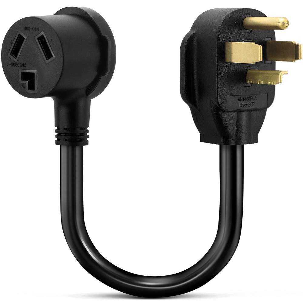1.5FT 3 Prong to 4 Dryer Adapter, 4 3 10-30P 14-30R, Black