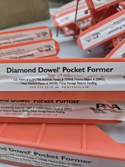 PNA 1/4″ DIAMOND DOWEL POCKET FORMER 8” X 3-5/8″ X1-1/2″; LOT OF 47