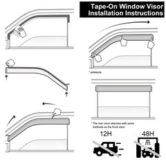 4pcs Dark Smoke Tint Outside Mount Window Visors for Toyota Camry 2002-2006
