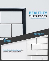 Art3d 25ft Black Peel & Stick Tile Trim for Backsplash Edge Self-Adhesive Liner