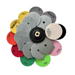 4 Inch Diamond Polishing Pads Marble Polishing Kit 50-3000 Wet/Dry Set 12 Pieces