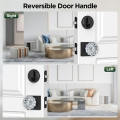 Black Front Door Handle and Deadbolt Set, Modern Front Door Lock Set with Cry…