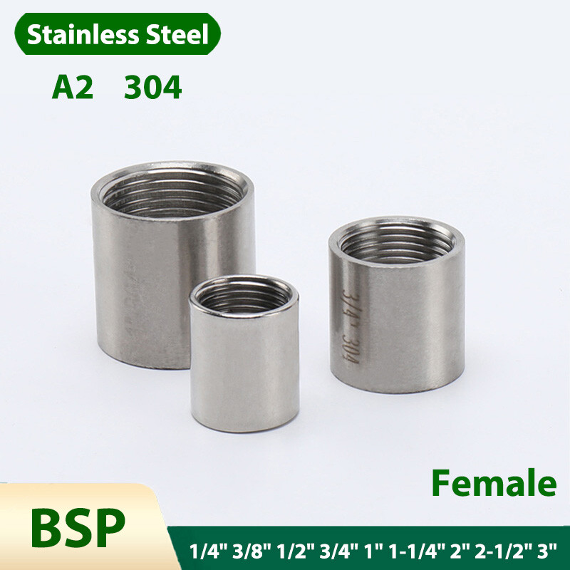 Round Female Thread Connector A2 Stainless Steel 304 Fittings BSP Straight Pipe