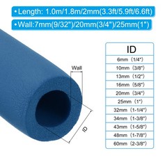 70.9″Length 0.63″ ID Pipe Insulation, 2 Pcs 7mm Thickness, Blue