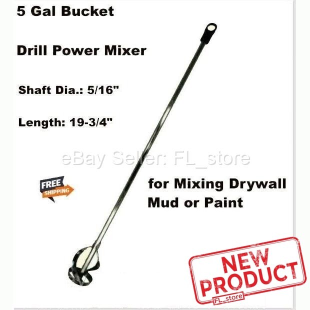 Paint Mixer for Mixing Drywall Mud or Paint 5 Gal Bucket Drill Power Steel Shaft