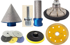 Contractor Bullnose Router Bit Kit F20–F40 + Diamond Pads Chamfer Blade Granite
